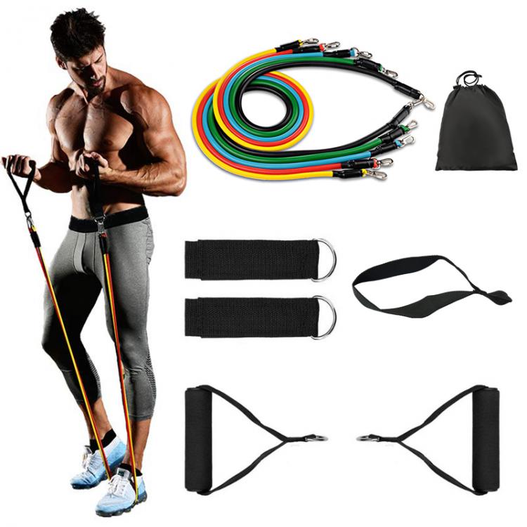Kit 10 Fasce Bande Elastiche Elastici Fitness Palestra Resistenza Maniglie Forza