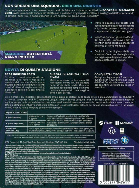 Football Manager 2023 Pc Videogioco Italiano Nuovo Gioco Computer Sigillato