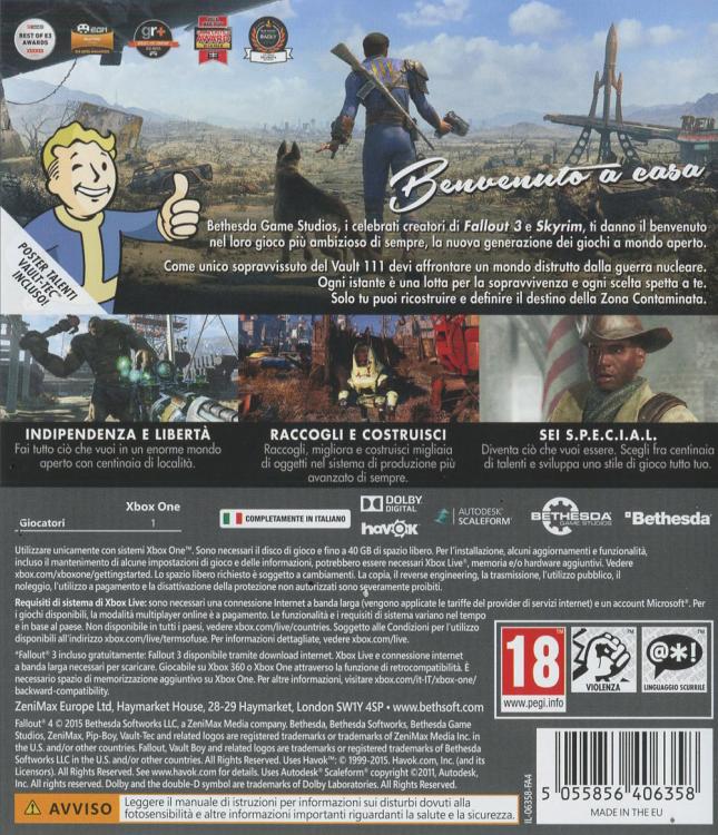 Fallout 4 Videogioco Xbox One Versione Italiana Gioco Nuovo Sigillato Pal Ita