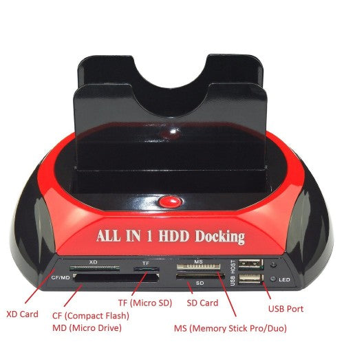 Dock Docking Station 2 Hd Hdd - Hard Disk 3,5 2,5 Sata Ide Box Case Usb Sd Tf Ms