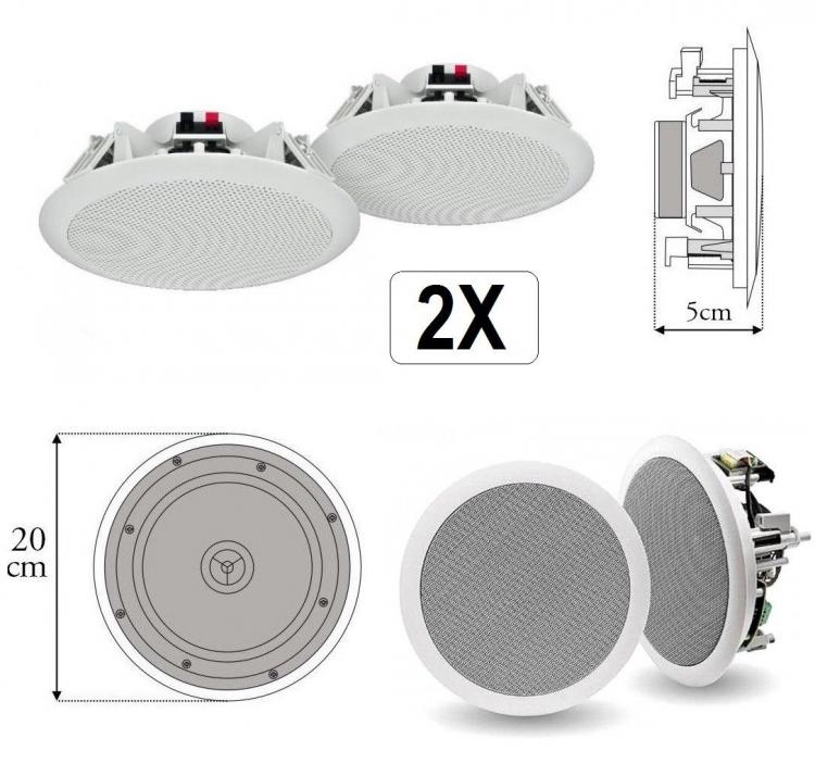 Kit 2 Cassa Altoparlante Diffusore Acustico Da Soffitto Incasso + Amplificatore