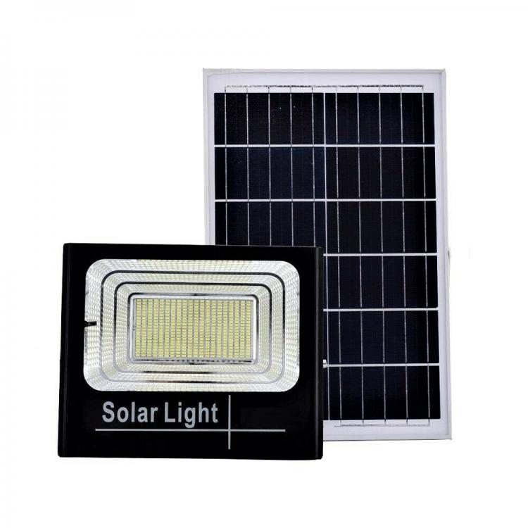 Faro Faretto A Led 25W Smd Con Pannello Solare Sensore Crepuscolare Telecomando