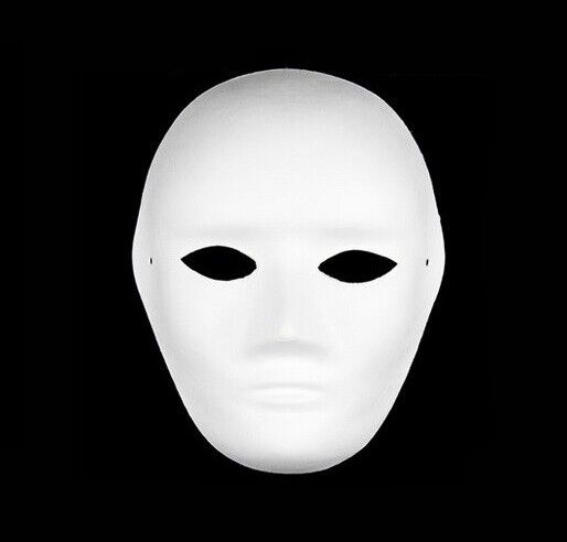 Maschera Bianca Viso Intero In Carta Per Dipengere Carnevale Teatrale Uomo Donna