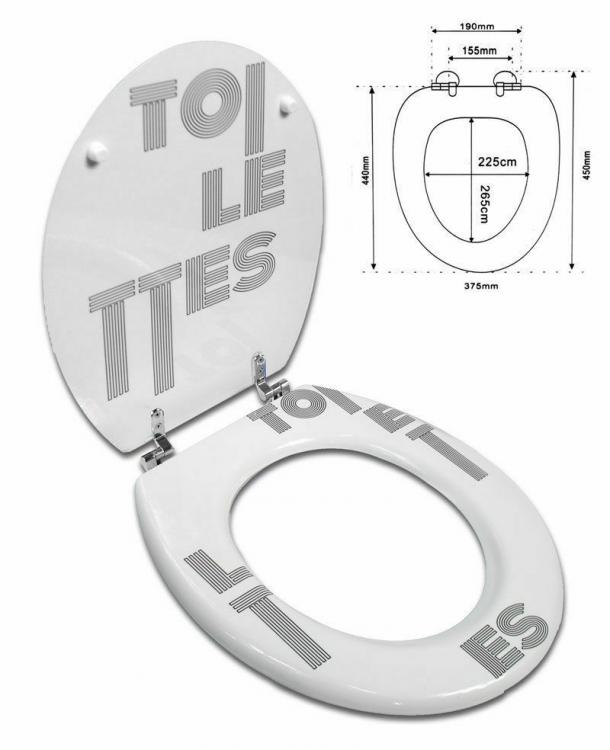 Copriwater Universale Con Stampa Legno Mdf Resistente Acciaio Wc Bagno TOILETTES
