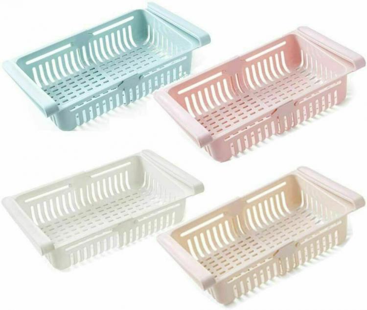 4PZ ORGANIZER FRIGO CASSETTO CONTENITORE SALVASPAZIO CESTELLO PER FRIGORIFERO