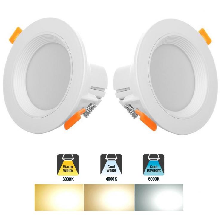 Faretto Incasso Led 5W 3In1 Luce Bianca Fredda Naturale Calda Cob Soffitto Molla