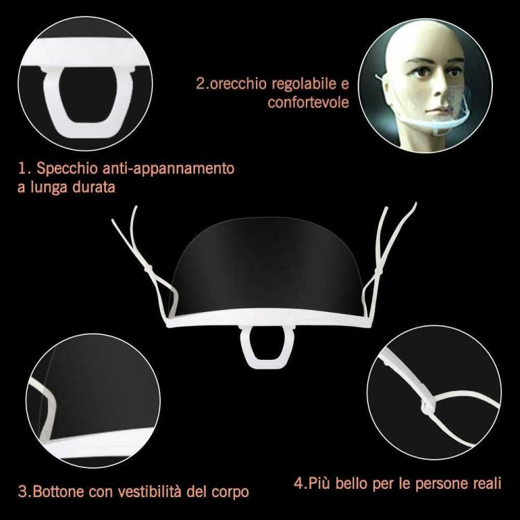 5PZ PARASCHIZZI VISO BOCCA E NASO VISIERA TRASPARENTE PER RISTORATORE ANTISPUTO