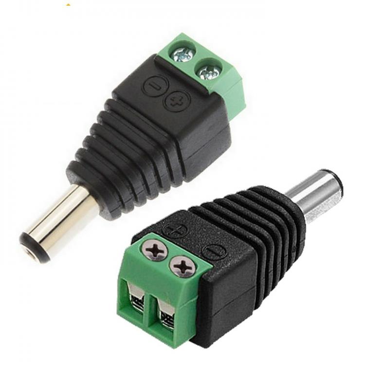 5pz CONNETTORE CONNETTORI SPINOTTO ALIMENTAZIONE MASCHIO A VITE TELECAMERE/LED