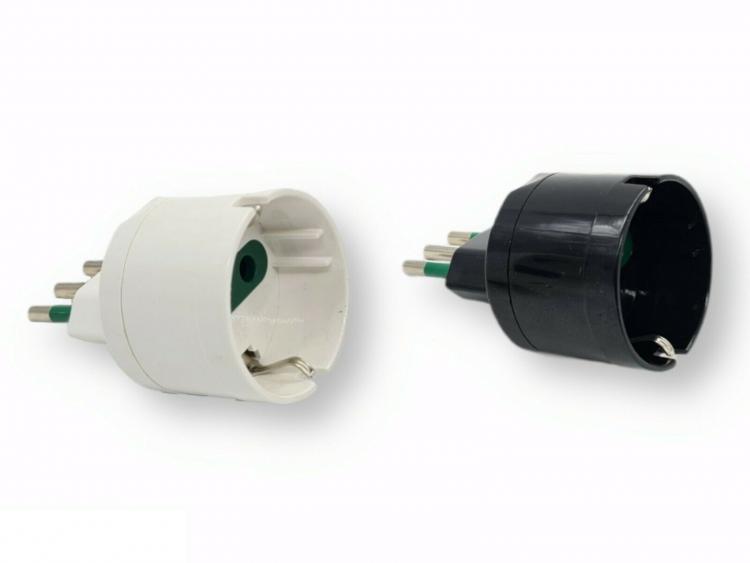 ADATTATORE SPINA PICCOLA 10A S11 CON PRESA SHUKO BIANCO ITALIA 250V 1500W XC5038