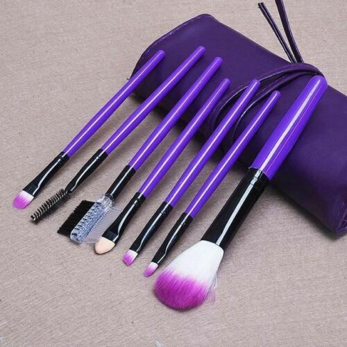 Kit Set 7 Pennelli Trucco Viso Make Up Professional Ombretto Fondotinta Astuccio