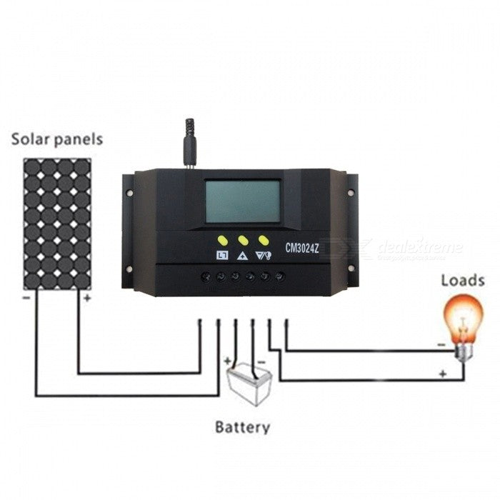 CONTROLLER REGOLATORE DI CARICA PANNELLI SOLARI 12V/24V 30A AUTOMATICO PANNELLO