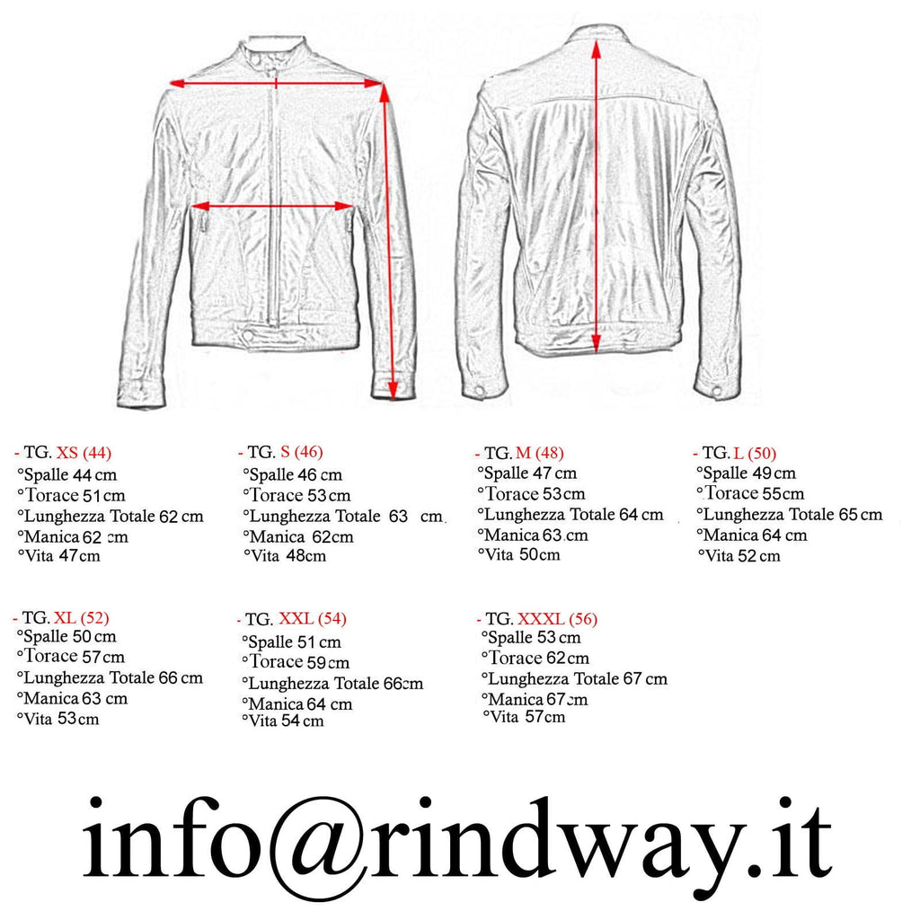 Giubbotto Bomber In Vera Pelle Blu Uomo Slim Collo College Rindway