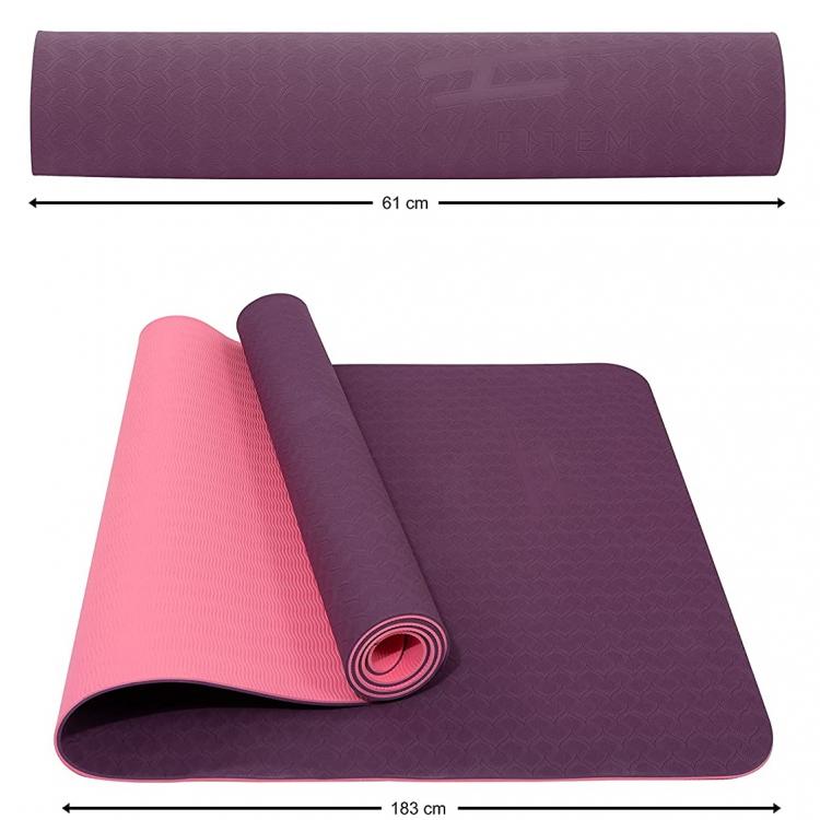 Tappetino Pilates Tappeto Yoga Materassino Fitness Gomma Tpe 6mm Bicolore Fucsia