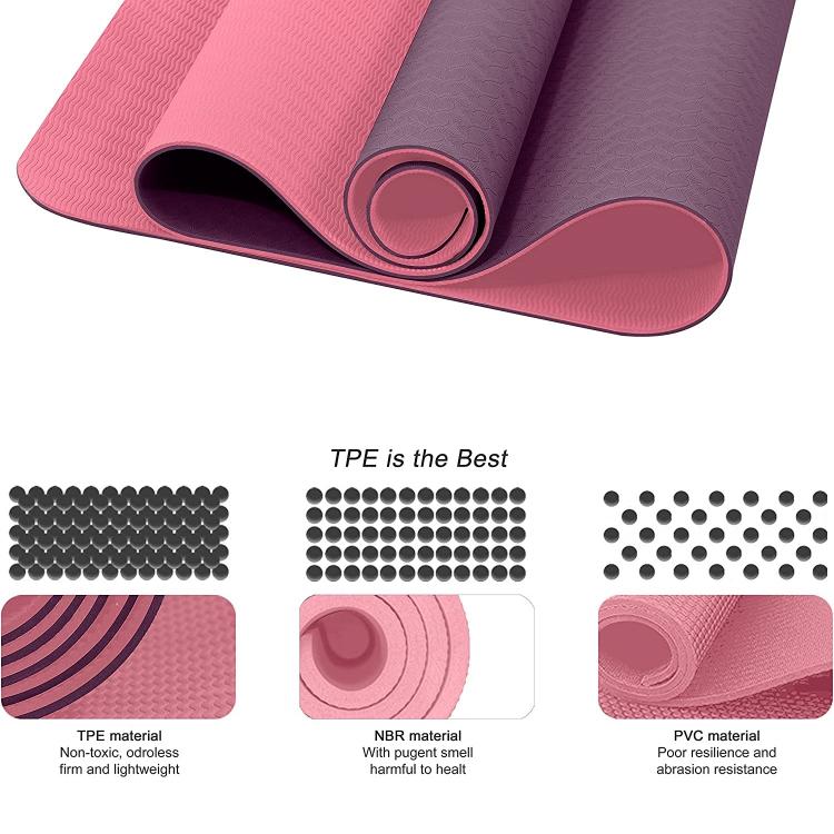Tappetino Pilates Tappeto Yoga Materassino Fitness Gomma Tpe 6mm Bicolore Rosso