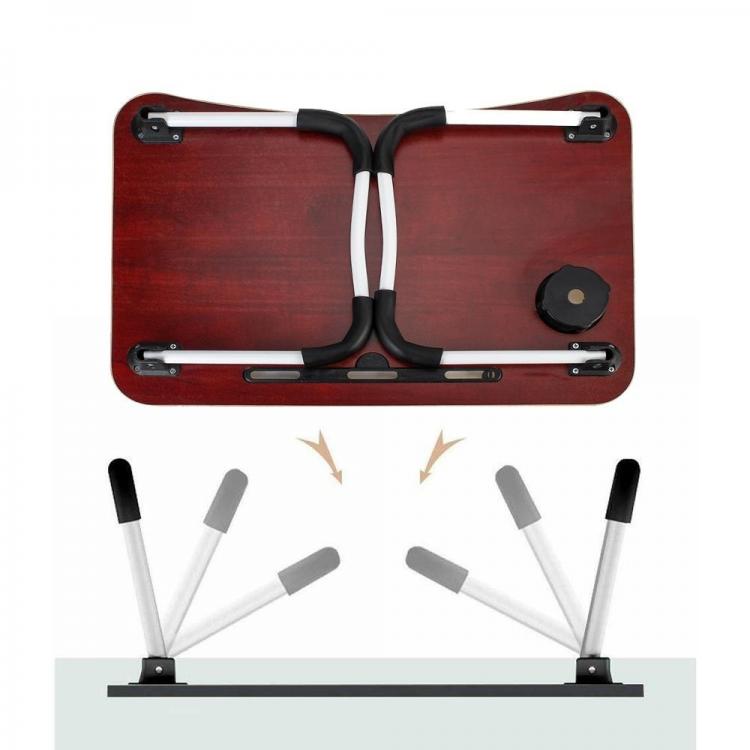 Tavolino Pieghevole Letto Vassoio Colazione Studio Tablet Pc Notebook Legno Blu