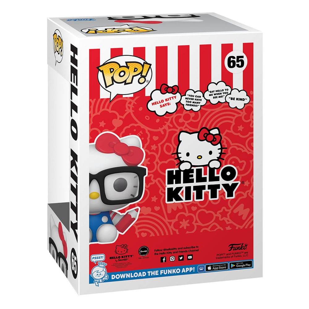 Funko Pop ! Sanrio Hello Kitty - (65) Hello Kitty Nerd W/ Glasses Figure Hk 9Cm